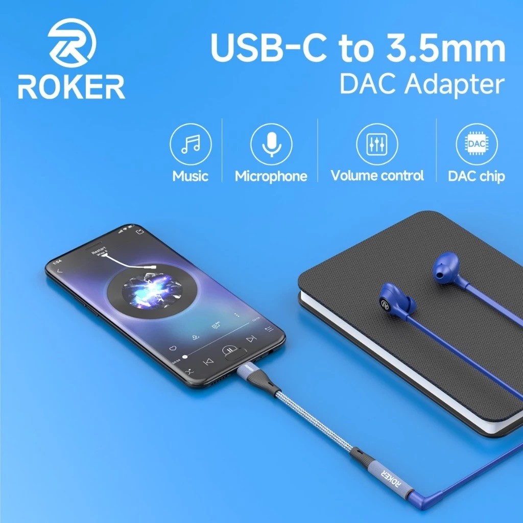 Jual ROKER DAC80 Splitter Adapter Jack 3.5mm to Type C for ip 15 ...