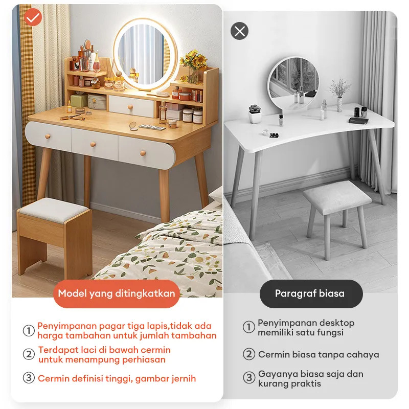 Jual KPA Meja Rias dengan LED Meja Rias PutBM Meja Rias Modern ...