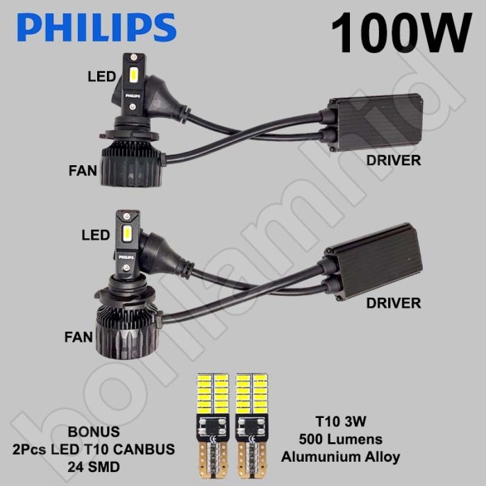 Jual Rally LED Philips Ultinon 100 Watt Lampu Mobil H4 H11 H7 HB3 HB4 ...