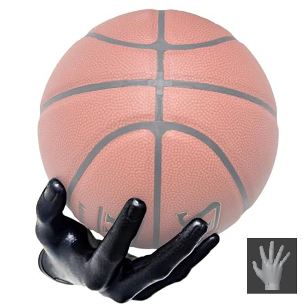 Hand Shaped Ball Holder Wall Mount - 2 Pack Resin Display For Basketballs