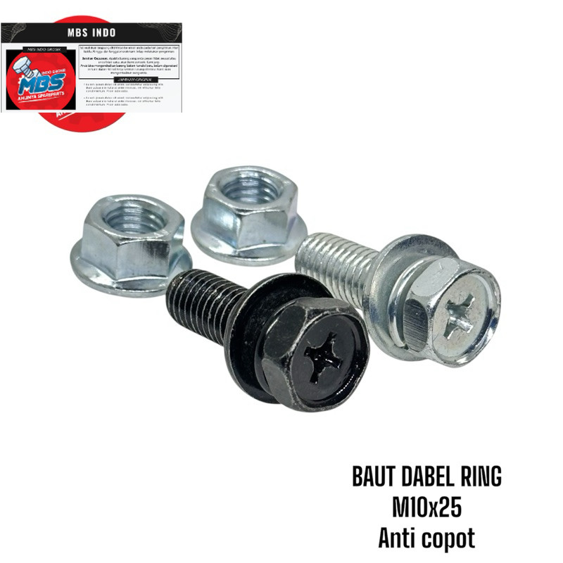 Jual grastis ongkir BAUT MUR 14 M10 DABEL WASH RING BAJA HITAM PUTIH ...