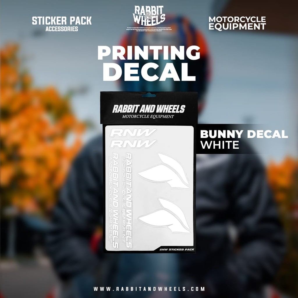 Jual STICKER PRINTING BUNNY DECAL WHITE RABBIT AND WHEELS | Shopee ...