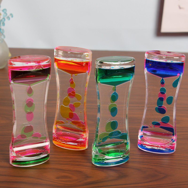 Jual Creative Double Colors Liquid Hourglasses Acrylic Floating Drop ...