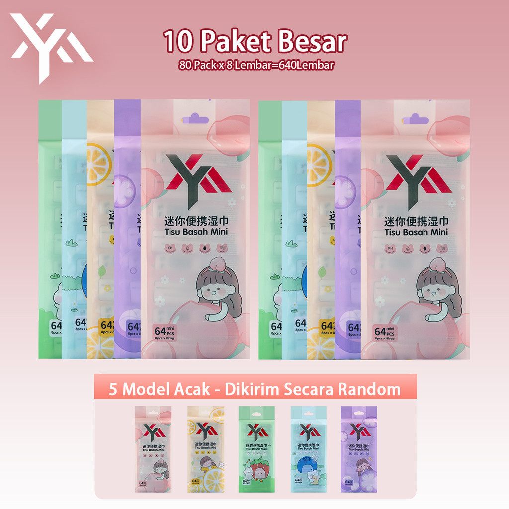Jual Tisu Basah Mini | Tissue travel , 8PCS|Pack 64 sheets Tisu Praktis ...