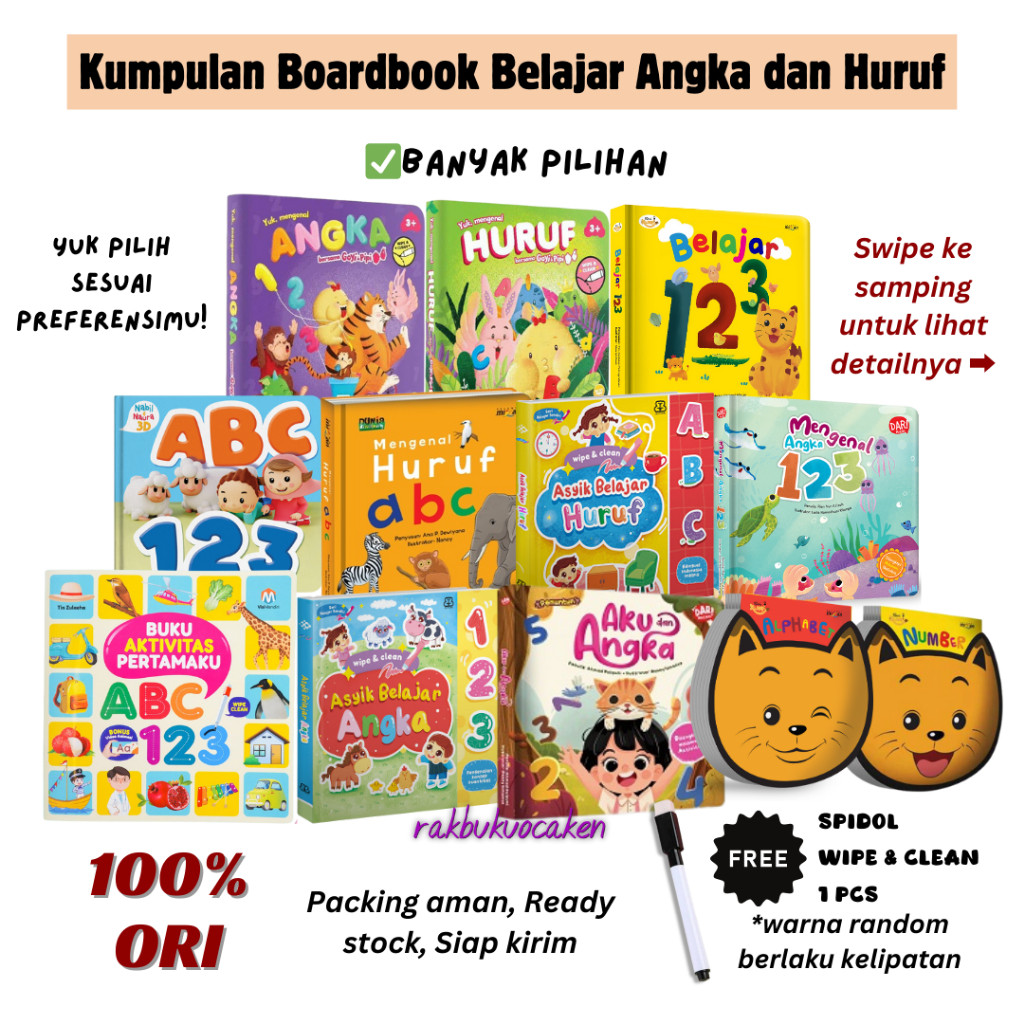 Jual BOARDBOOK Belajar Angka dan Huruf: Mengenal Huruf ABC/ Mengenal ...