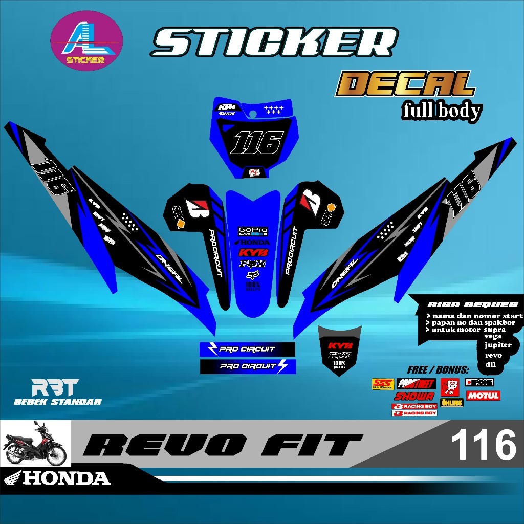 Jual DECAL Sticker RBT REVO FIT MOTOR RBT BEBEK MODIF SUPERMOTO YZ CRF ...
