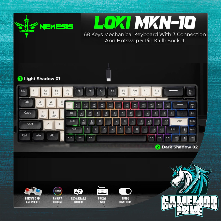 Jual KEYBOARD NEMESIS LOKI MKN-10 MKN 10 3in1 Wireless Connection ...