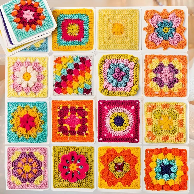 Jual DIY Knitting Pattern Cards Set Granny Square 50 Designs Mix Match ...