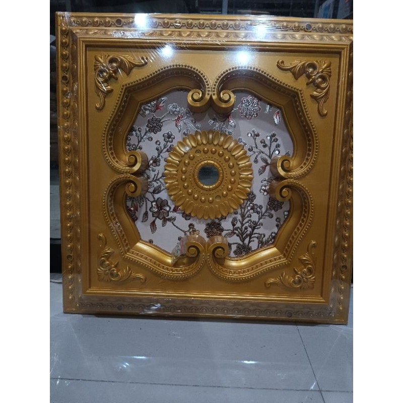 Jual ornamen lampu plafon PVC Ukuran 60cmx60cm artistic ceiling gypsum ...