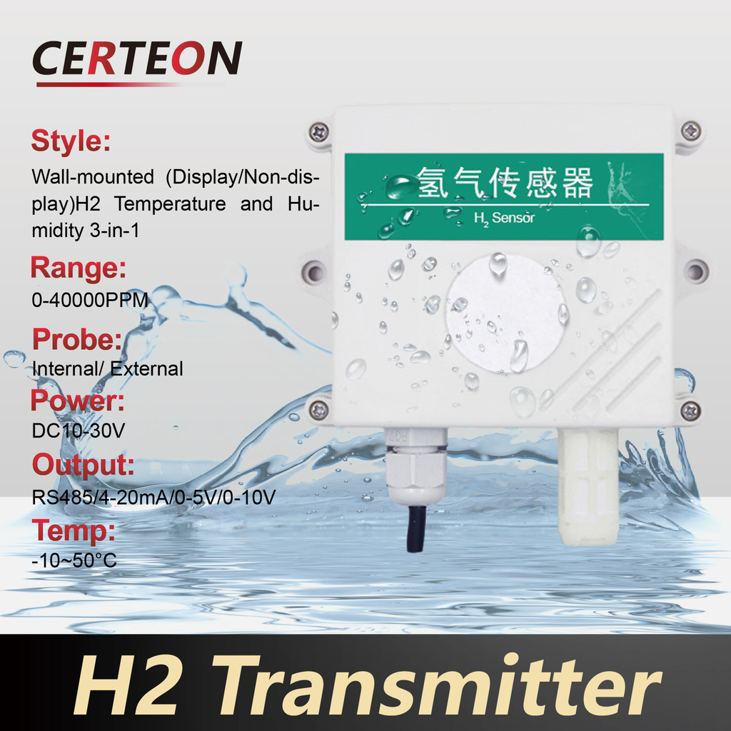 Jual Wall Mounted H2 Sensor Hydrogen Gas Detector RS485 Transmitter ...