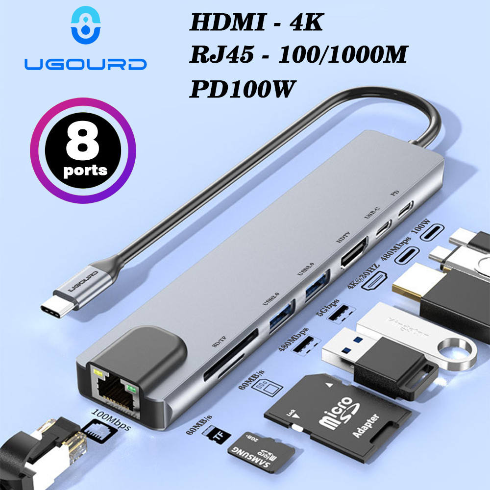 Jual RJ45 100M/1000Mbps Ethernet to USB C Adapter Docking Station USB ...