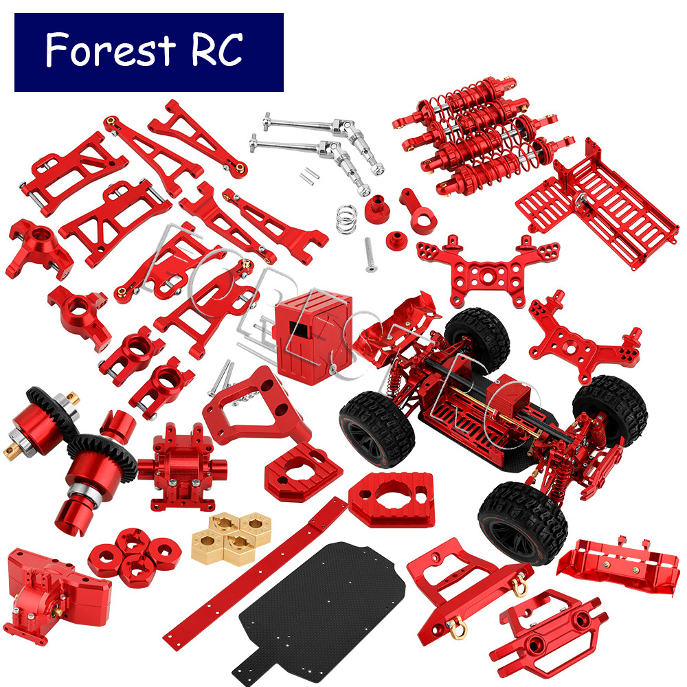 Metal Upgrade Parts Set For MJX Hyper Go 14210/14209 RC Car - 8 Sets Of Aluminum Arms, Links, And Accessories (Red)