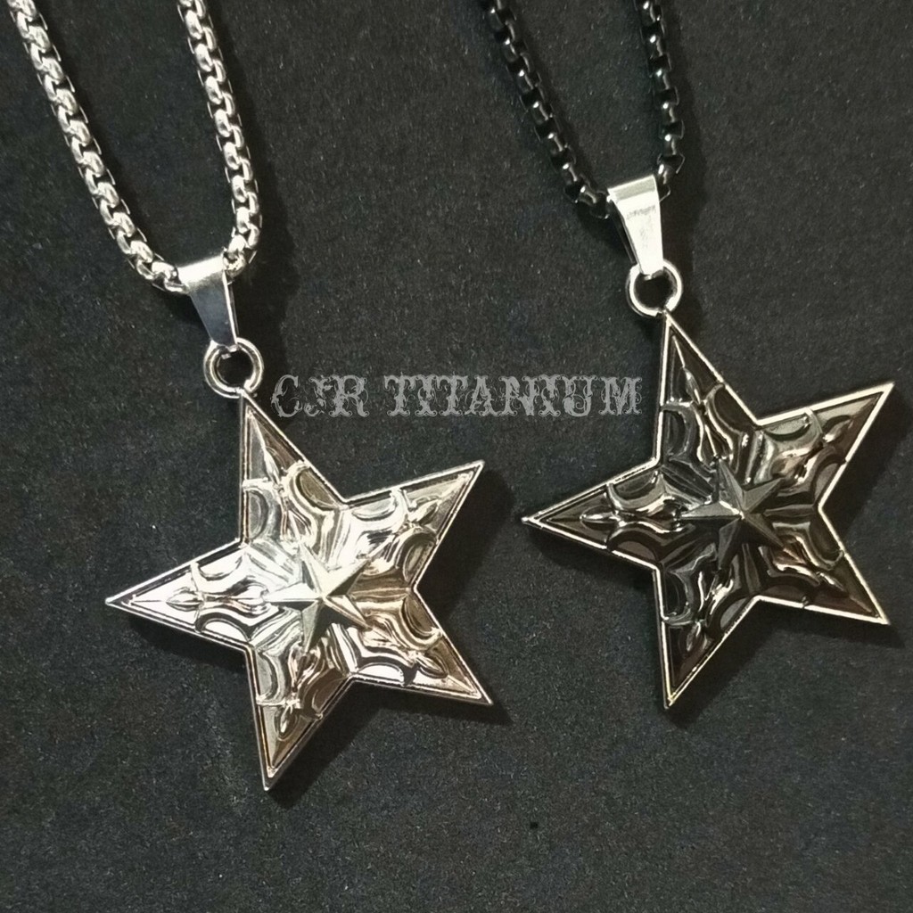 Jual KALUNG RANTAI TITANIUM ROLLO STAR CROSS NECKLACE-ANTI KARAT TIDAK ...