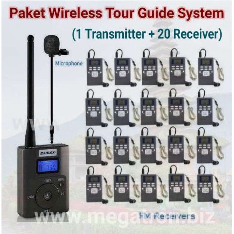Jual Paket Wireless Tour Guide System (1 wireless Transmitter + 20 ...