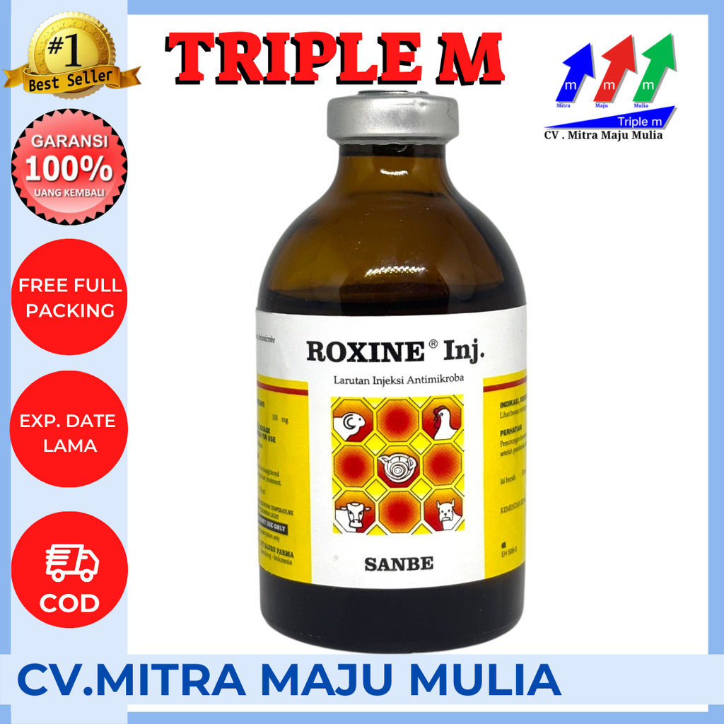 Jual Roxine 50 ml TRIPLE M - Antibiotik Sapi Kambing dll Sanbe | Shopee ...
