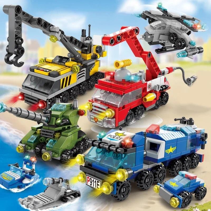 Jual City Fire Car Building Blocks for Children, Police Truck ...