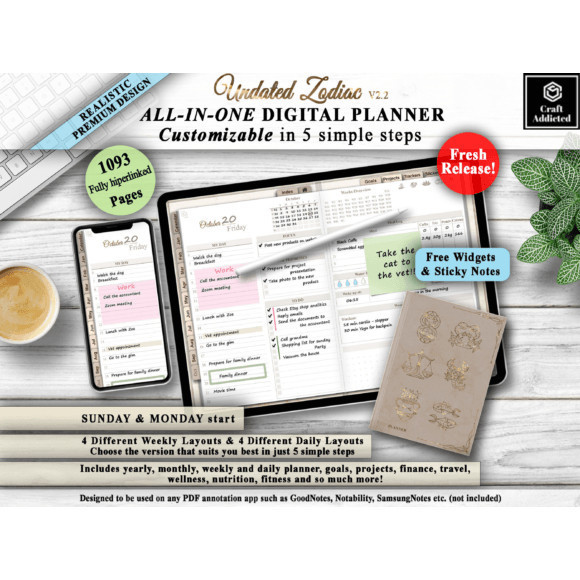 Jual All In One Undated Digital Planner Hyperlinked Bisa Dipakai Di