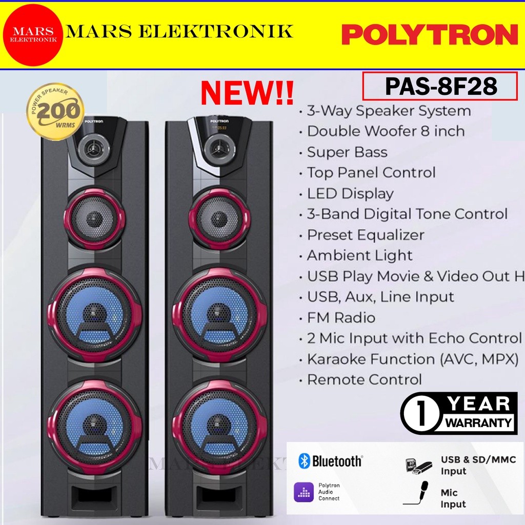 Jual SPEAKER POLYTRON PAS-8F28 / PAS 8FF28 - SUPER BASS - BLUETOOTH ...
