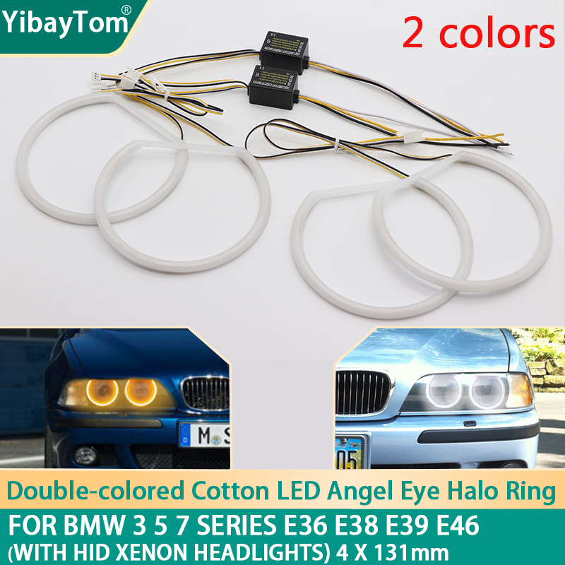 Jual 4x131mm SMD Cotton Light Switchback LED Angel Eye Ring Kit For BMW ...