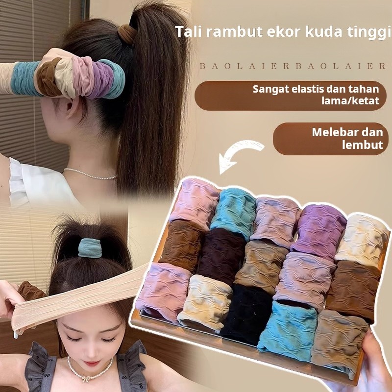 Jual 5PCS-10PCS Ikat rambut ekor kuda tinggi masker mulus ultra-lebar ...