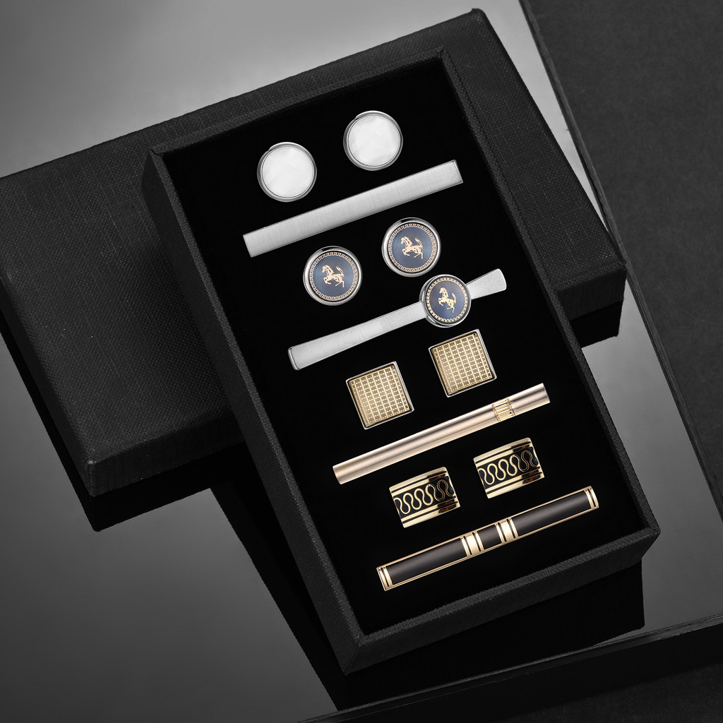 Jual 4 Sets Tie Clips & Cufflinks Set With Box Wedding Guests Gift Man ...