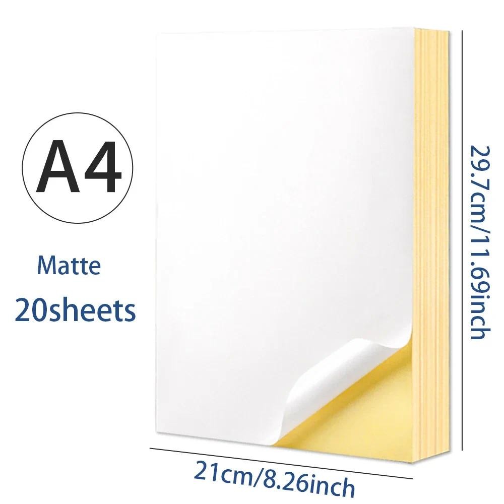 Jual 20 Sheets A4 White/Kraft Printable Sticker Self Adhesive Sticker ...