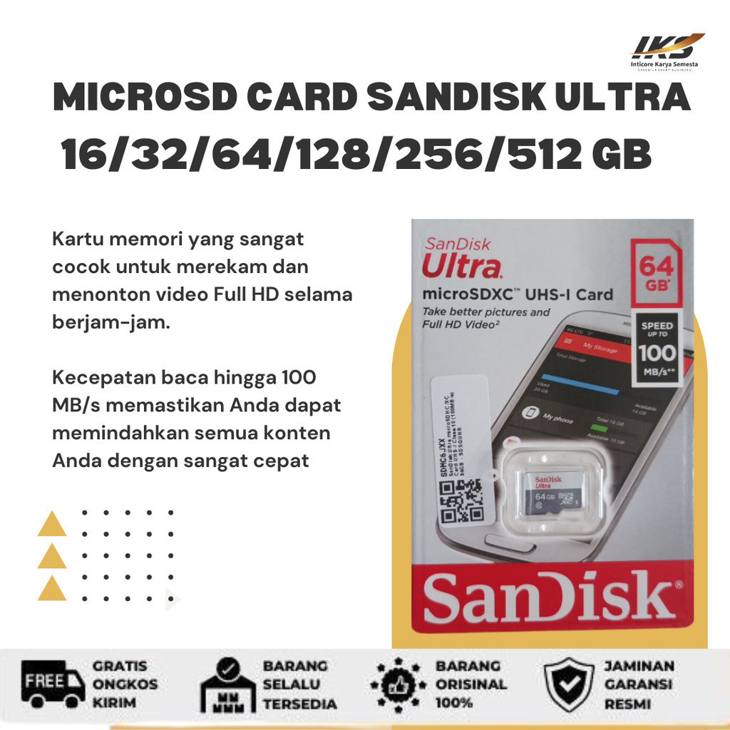 Jual Memory Card MicroSD Sandisk Ultra 16 / 32 / 64 /128 / 256 GB ...