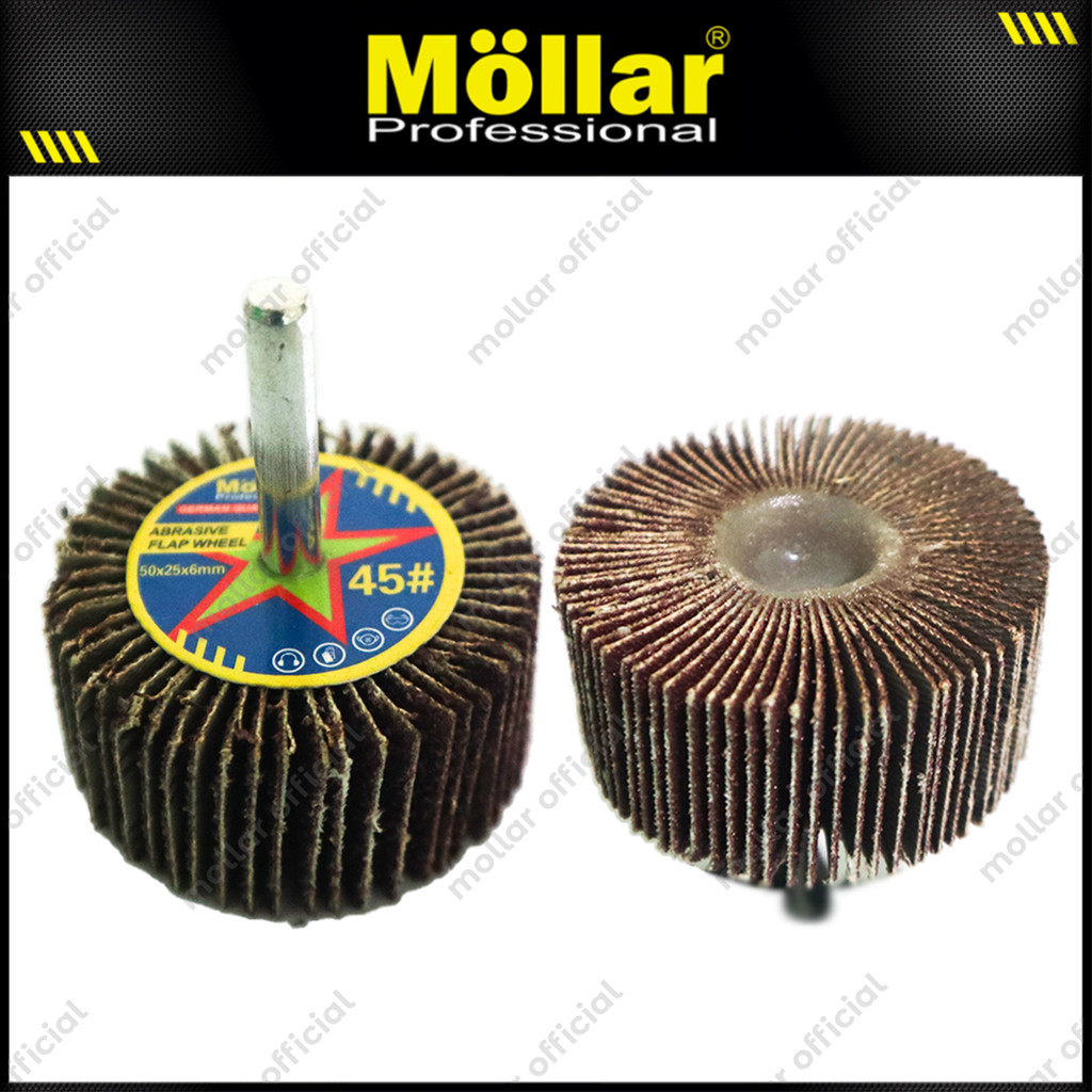 Jual MOLLAR Amplas Flap Wheel 50x25x6 mm Grit 45 Mata Bor Gerinda Tuner ...