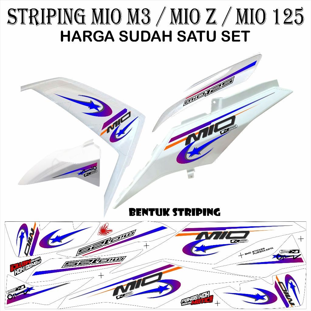 Jual STRIPING STICKER VARIASI YAMAHA MIO M3 / MIO Z / MIO 125 MOTIF ...