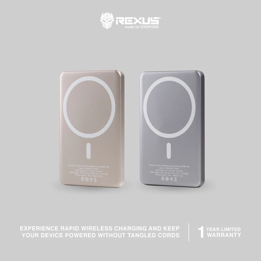 Rexus Wireless Power Bank 5000mAh PBM-100 Magsafe 20W Fast Charging Type C