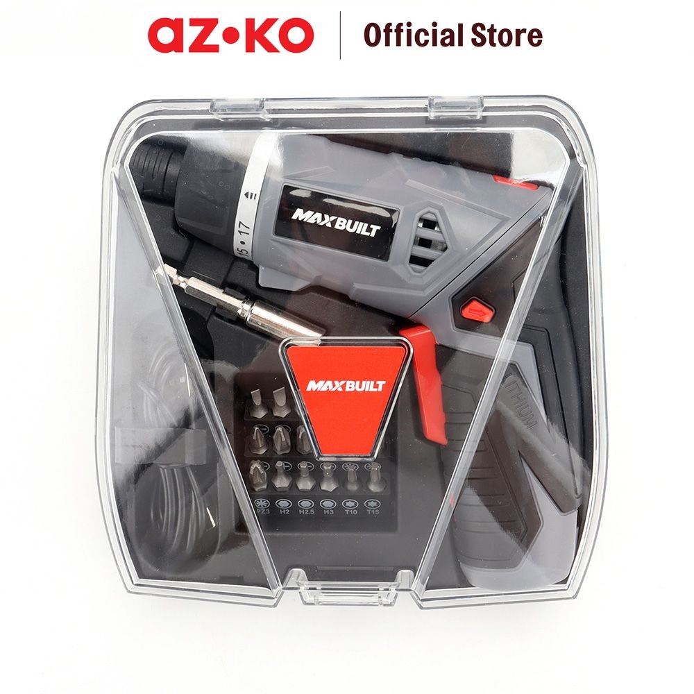Jual AZKO Maxbuilt Set Obeng Cordless 3.6V - Abu-Abu Screwdriver Alat ...
