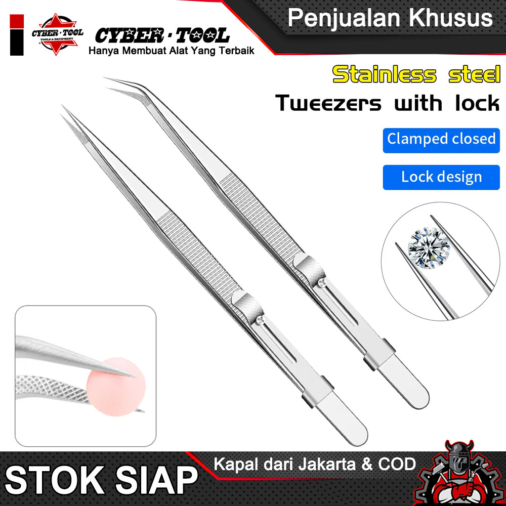 Jual 2pcs Pinset Penjepit Perhiasan / Komponen Elektronik Tahan Karat ...