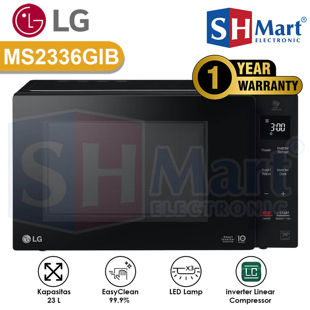 Jual MICROWAVE LG KAPASITAS 23 LITER MS2336GIB SMART INVERTER NEOCHEF ...