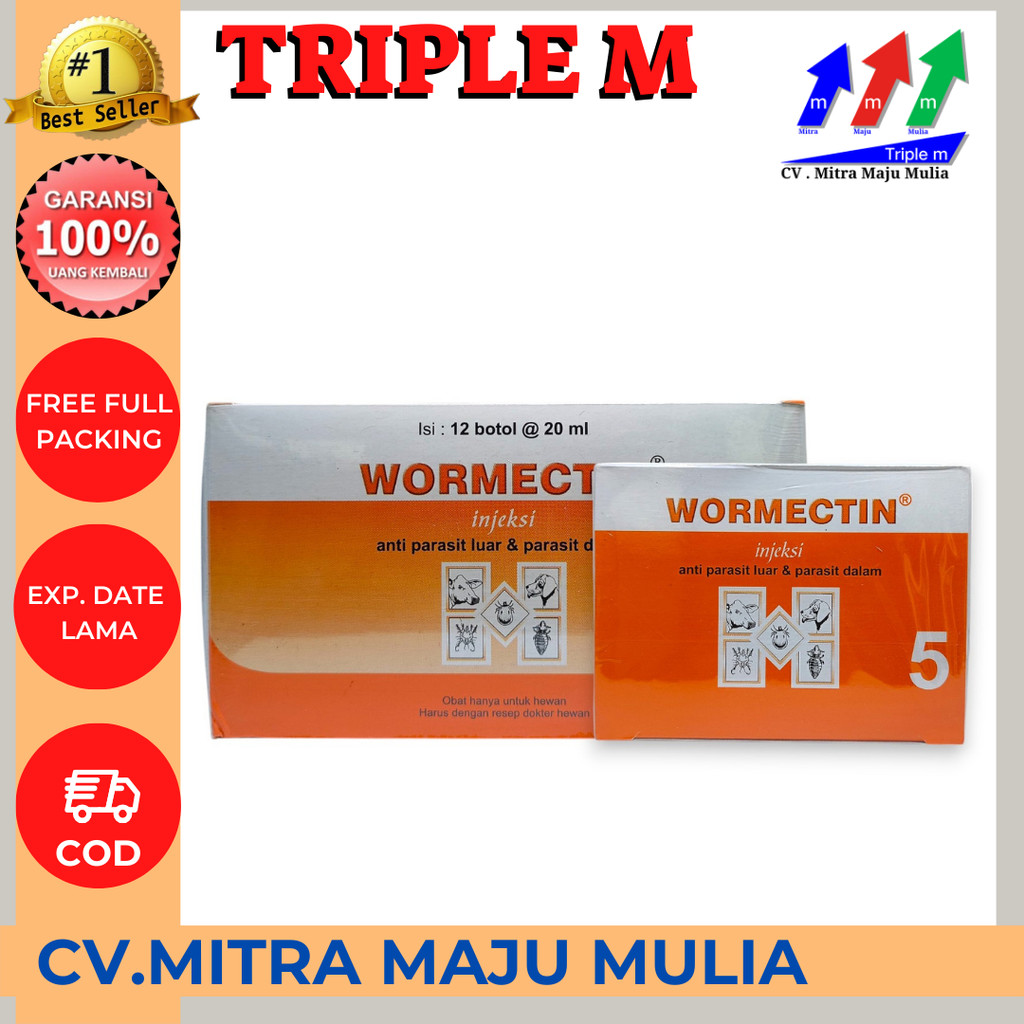 Jual WORMECTIN 20 ml dan 5 ml - ANTI PARASIT LUAR DAN DALAM 1 DUS isi ...