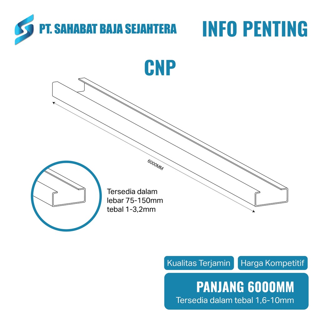 Jual C Channel - Besi Kanal C - CNP 100 X 50 X 6 M | Shopee Indonesia
