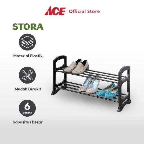 Jual Stora Rak Sepatu Stackable 2 Tingkat - Hitam | Shopee Indonesia