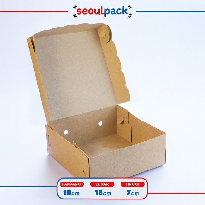 Jual Dus Nasi Box R8 18x18 Kraft 310gsm (100pcs) - Box Roti, Box Snack ...