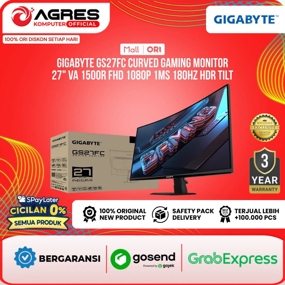 Jual GIGABYTE MONITOR GAMING GS27FC 27 INCH VA 1500R FHD 1080P 1MS ...