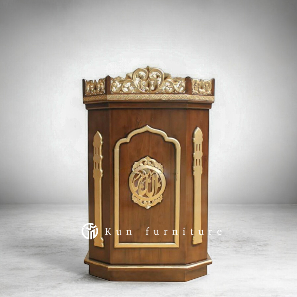 Jual Mimbar Podium Salina Kayu Jati Masjid Custom Nama | Shopee Indonesia