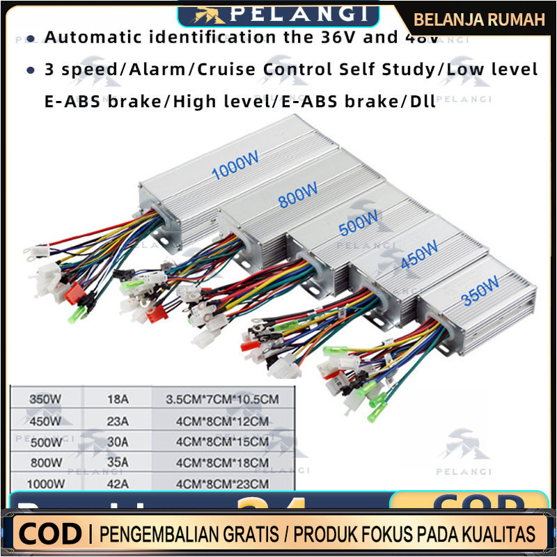 Jual Controller sepeda listrik 36v 48v 350w bldc brushless kontroler ...