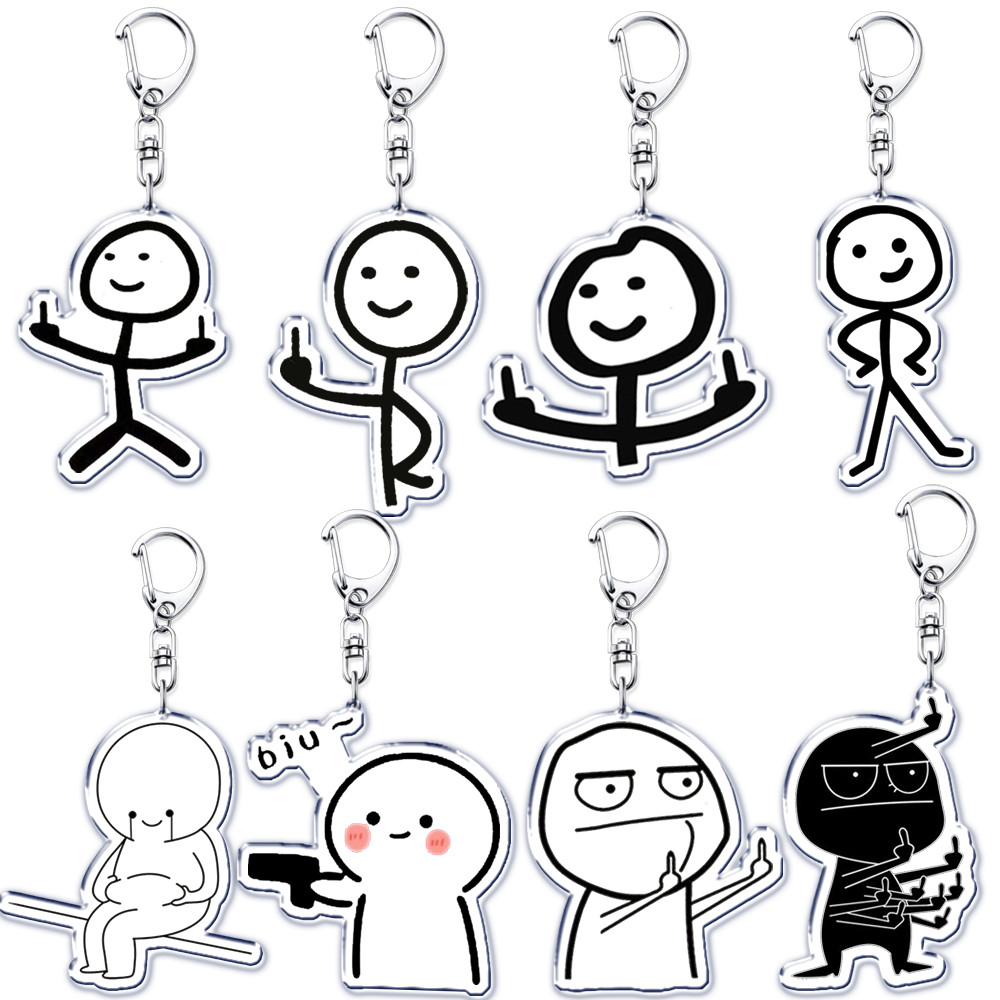 Jual Funny Meme Stickman Keychain for Women Accessories Middle Finger ...