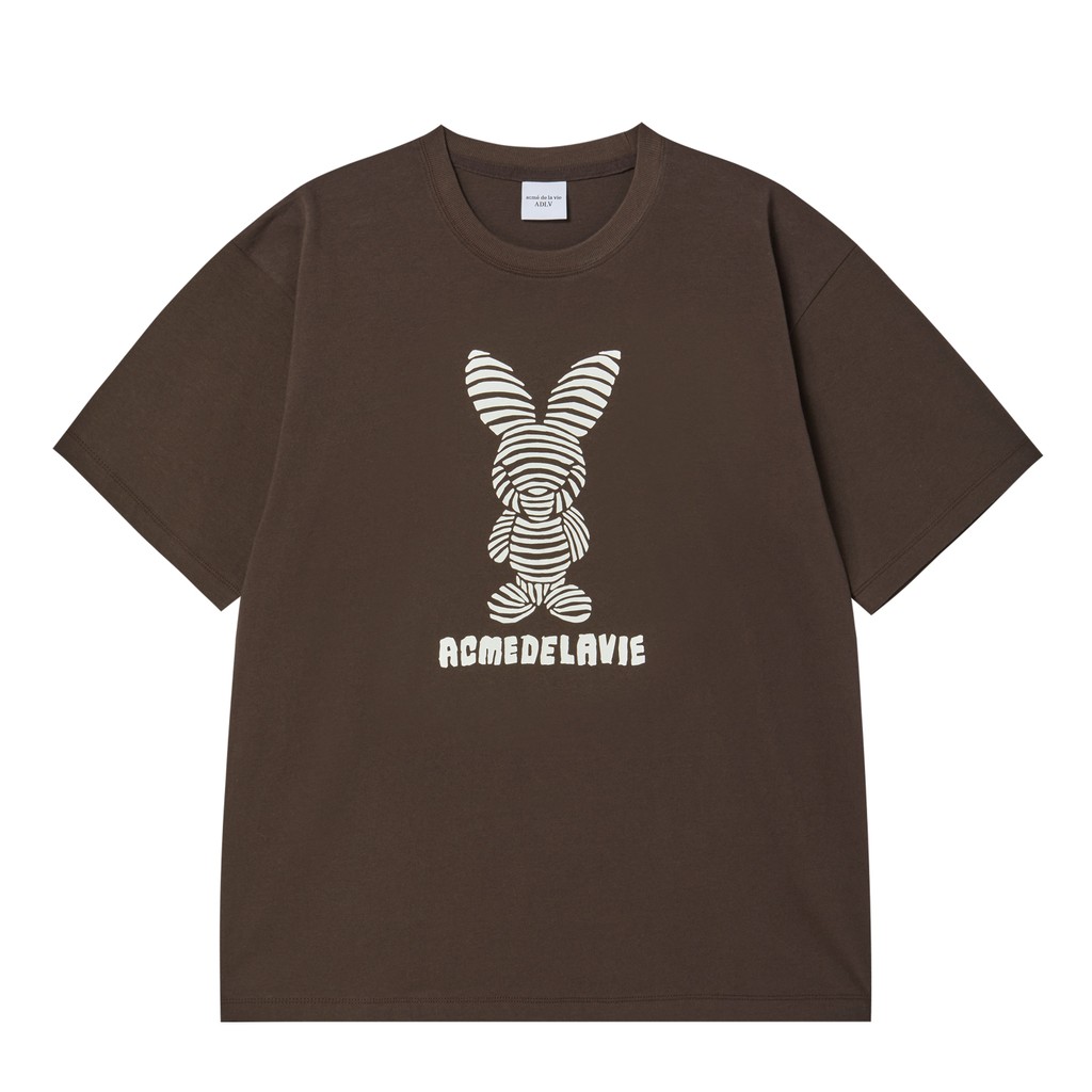 Jual [ADLV] Stripe Rabbit Short Sleeve T-Shirt Dark Brown - Kaos ...