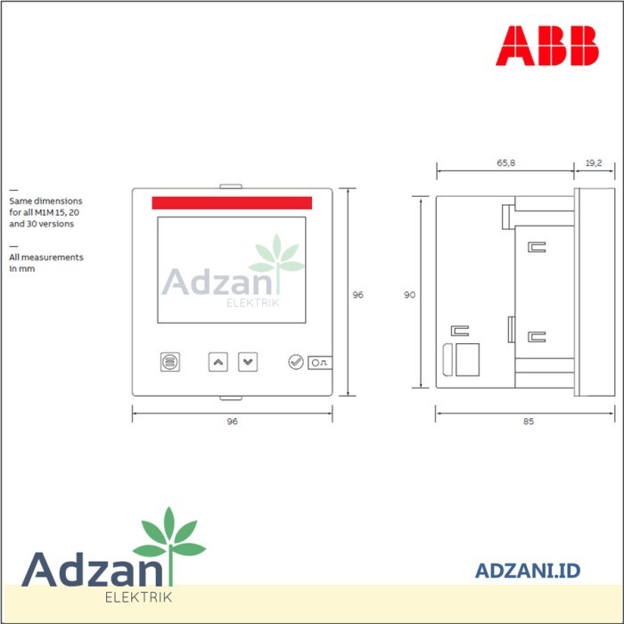Jual POWER METER ABB M1M 20 Modbus RS485 I/O Pro 2TAZ662012R2006 ...