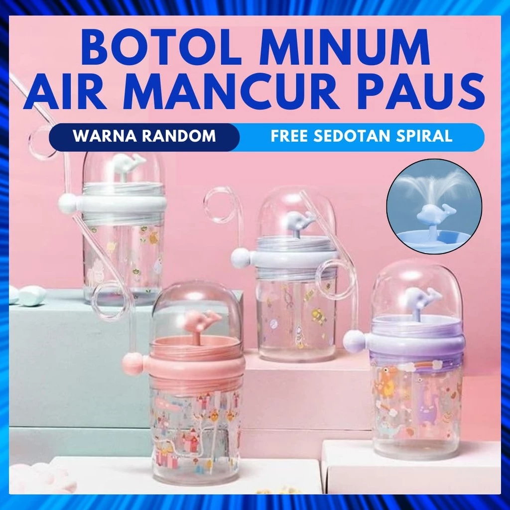 BOTOL AIR MINUM ANAK KARAKTER AIR MANCUR PAUS / BOTOL ANAK LUCU CUTE | AutoStock