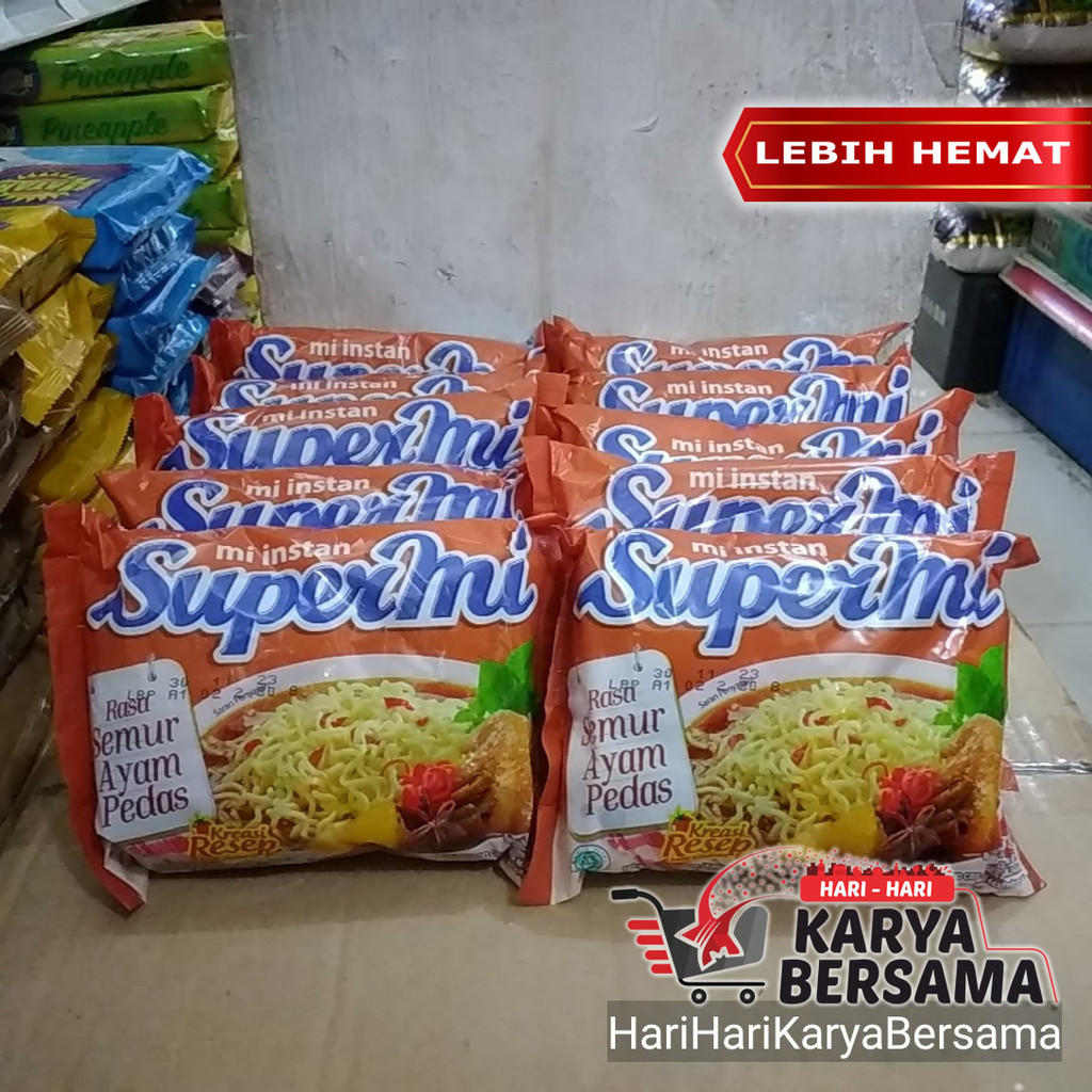 Jual SUPERMI MI INSTAN RASA SEMUR AYAM PEDAS PACK 10 BUNGKUS X 70GR ...