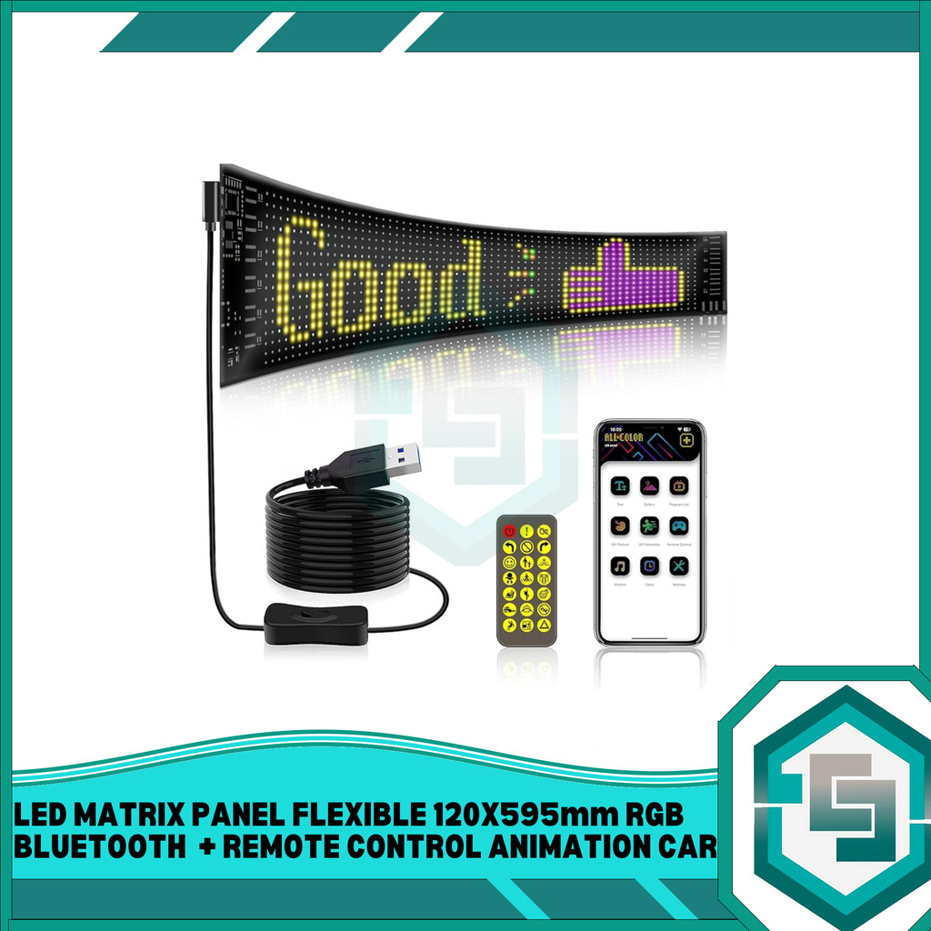 Jual LED MATRIX PANEL FLEXIBLE 120X595mm RGB BLUETOOTH + REMOTE CONTROL ...