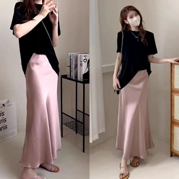 Rok Satin Silk Premium Satin Silk Skirt Rok Wanita Korean Skirt