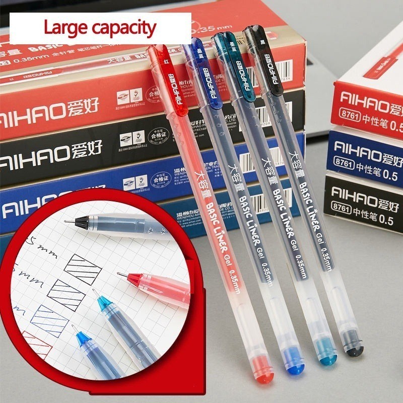 Jual Pulpen Gel Kapasitas Besar Tinta Hitam Biru Merah Ujung Halus
