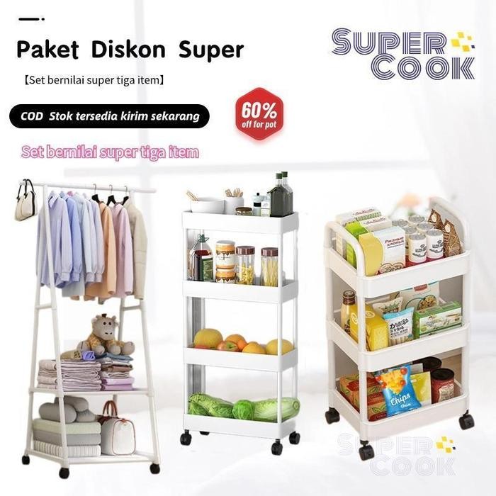 Jual Supercook Portable Combo 3in1 Rak Gantungan Baju Stand Hanger Rak ...