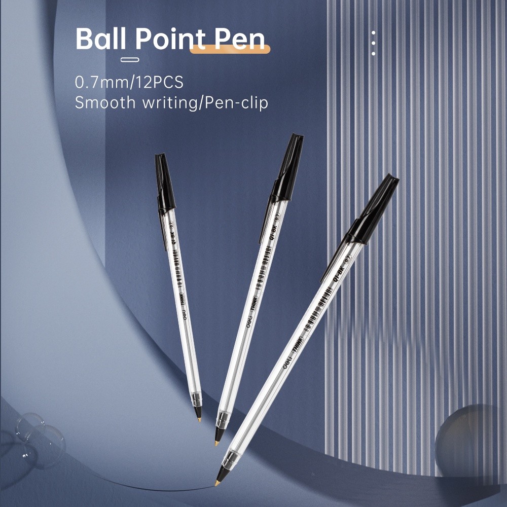 Deli Ballpoint Pen / Pulpen Bolpoin Tip 0.7 MM 1 PCS Penulisan Lancar dan Halus EQ1-XX (2)